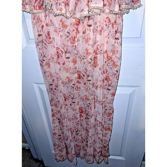 La Maison TALULAH The Faithfull Maxi Dress Floral Pearl Detail Spaghetti Sz S - Picture 11 of 16